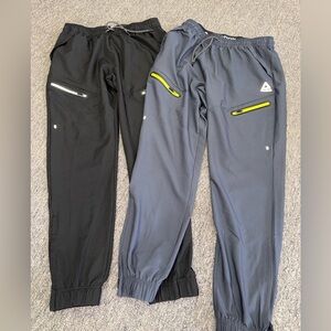 Reebok (Large) Black/Grey Polyester Jogger Sweatpants with Zipped Ankles BUNDLE